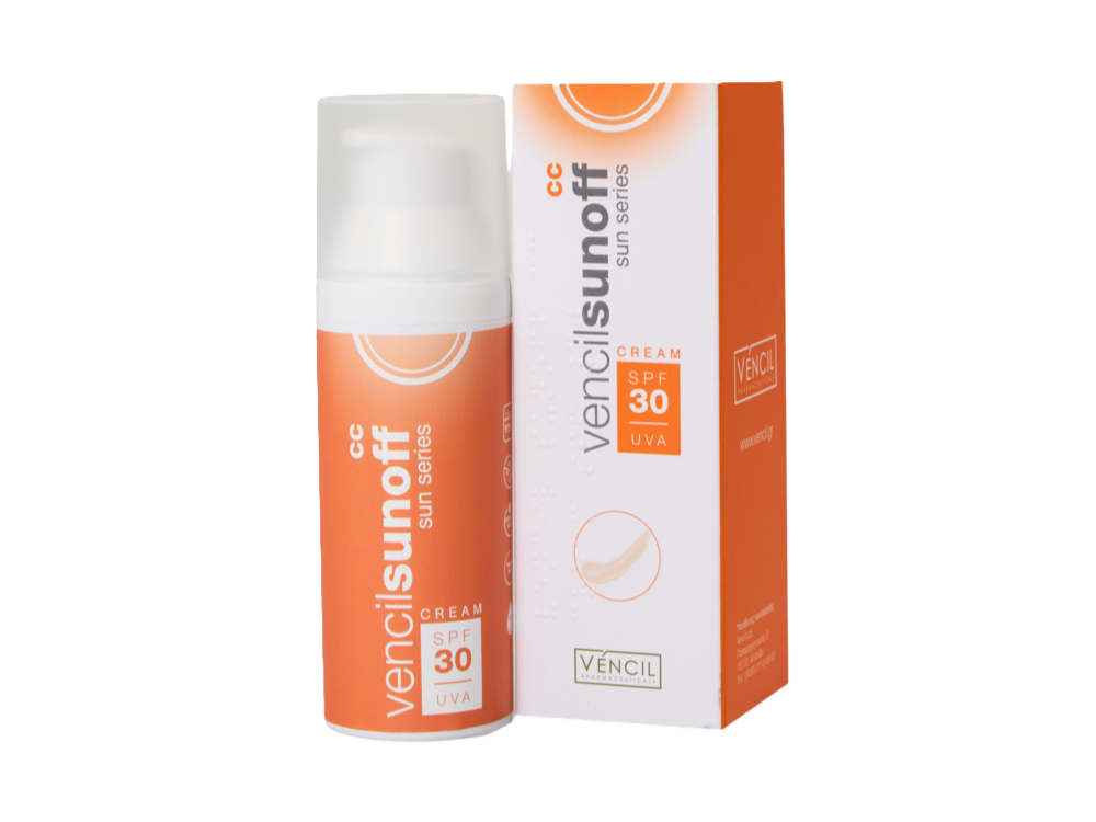Vencil Sun Series Sunoff CC Cream SPF30, Αντιηλιακή Κρέμα Προσώπου με Χρώμα, 50ml