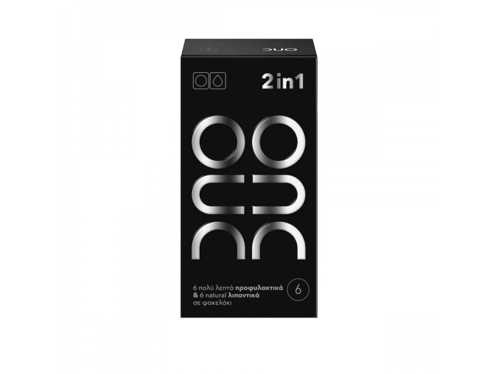 Duo 2 in 1 Ultra Thin, Πολύ Λεπτά Προφυλακτικά & Φακελάκια Duo Gel Natural Λιπαντικό, 6+6 τμχ