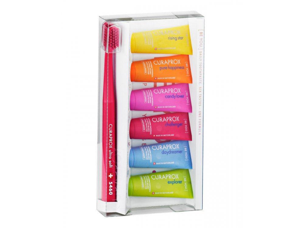 Curaprox Be You Six Taste Pack, 6 οδοντόκρεμες x 10ml & 1 οδοντόβουρτσα