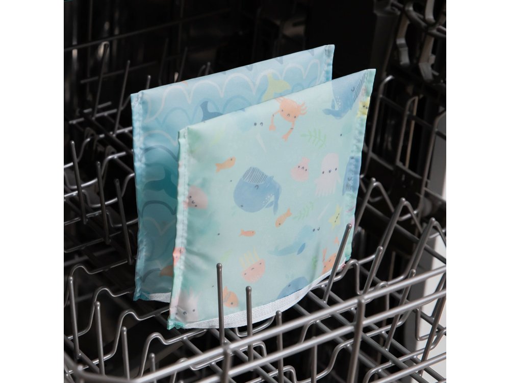 Bumkins Snack Bag Ocean Life, Σακουλάκι Φαγητού Επαναχρησιμοποιούμενο (18x18) Large, 1τμχ