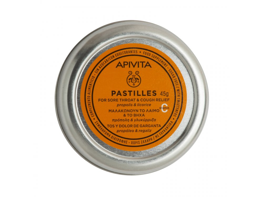 Apivita Pastilles, Παστίλιες για τον Πονεμένο Λαιμό και το Βήχα με Γλυκόριζα & Πρόπολη 45gr