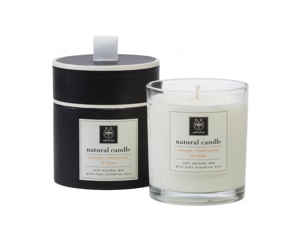 Apivita Natural Candle με Κέδρο,Πορτοκάλι & Γαρύφαλλο 235gr