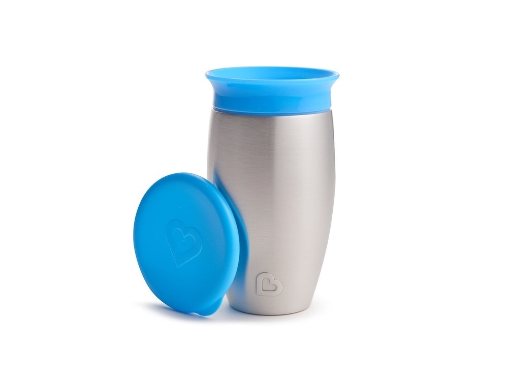 Munchkin Stainless Steel Miracle 360 Trainer Cup 12m+, Ισοθερμικό Εκπαιδευτικό ποτήρι Ανοξείδωτο Μπλέ, 296ml
