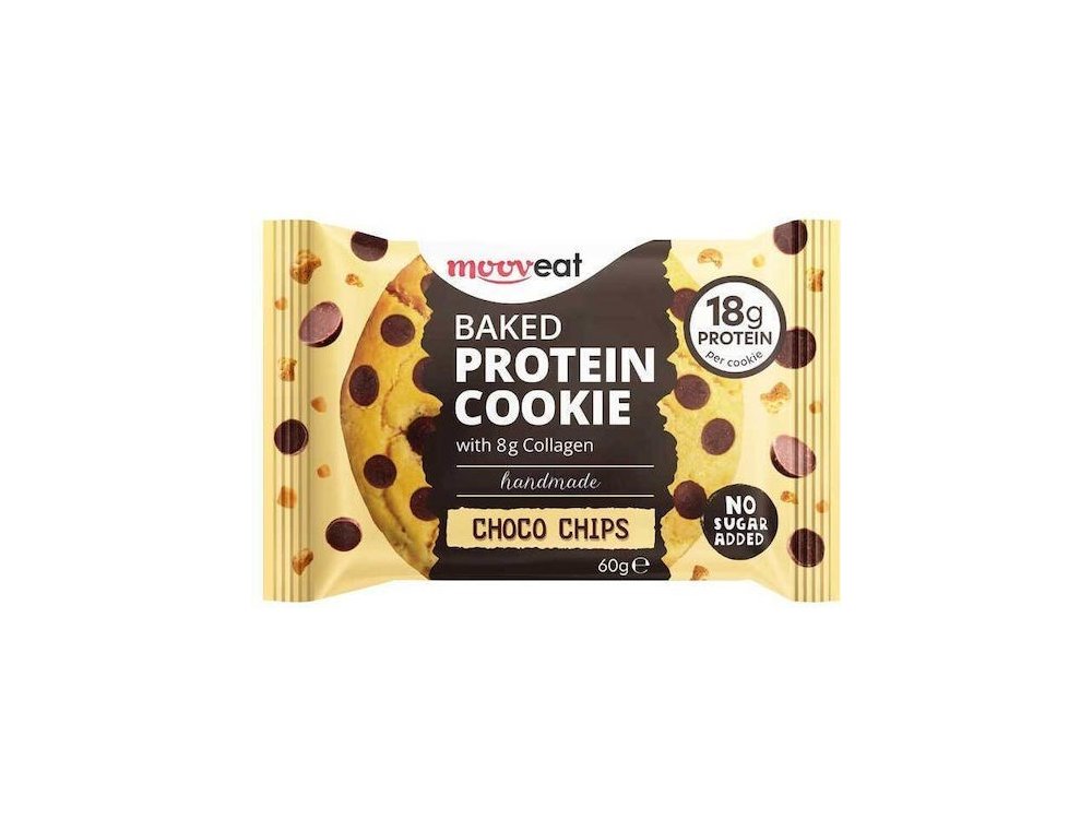 Mooveat, Baked Protein 30% Cookie Choco Chips, Μπισκότο, 60gr