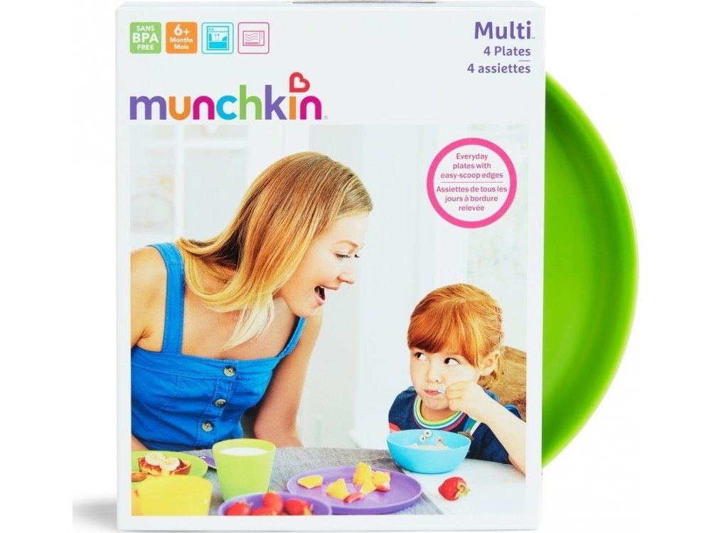 Munchkin 4 Modern Multi-Plates, Πολύχρωμα Πιατάκια Φαγητού 6m+, 4τμχ