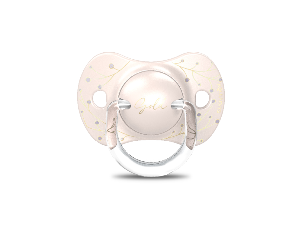 Suavinex Πιπίλα Σιλικόνης για 0-6 μηνών Physio με Θήκη Gold PInk, 1τμχ