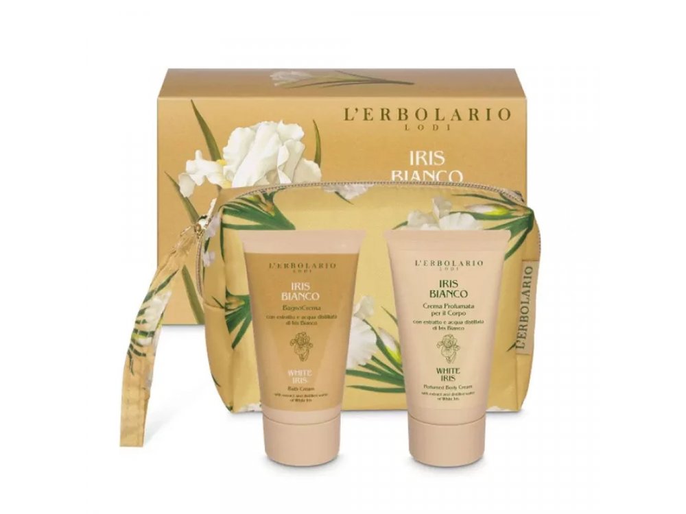 L'erbolario Iris Bianco Beauty Pochette, Αρωματική Κρέμα Σώματος, 75ml & Κρέμα Καθαρισμού Σώματος, 75ml, 1σετ