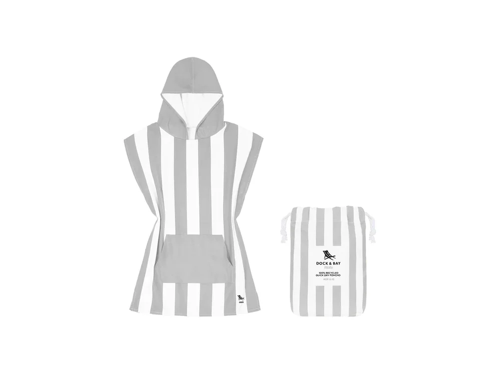 Dock & Bay Παιδικό πόντσο Quickdry, Bondi Grey Microfiber, Small για 4-7 ετών