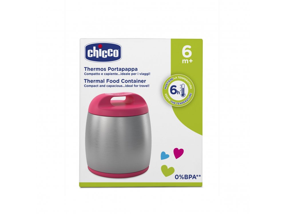Chicco Θερμός Ιnox Φαγητού, Κορίτσι, Ρόζ, 350ml