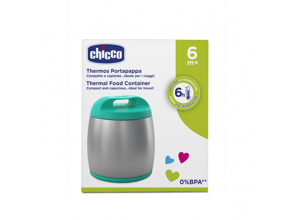 Chicco Θερμός Ιnox Φαγητού, Αγόρι, Πράσινο, 350ml