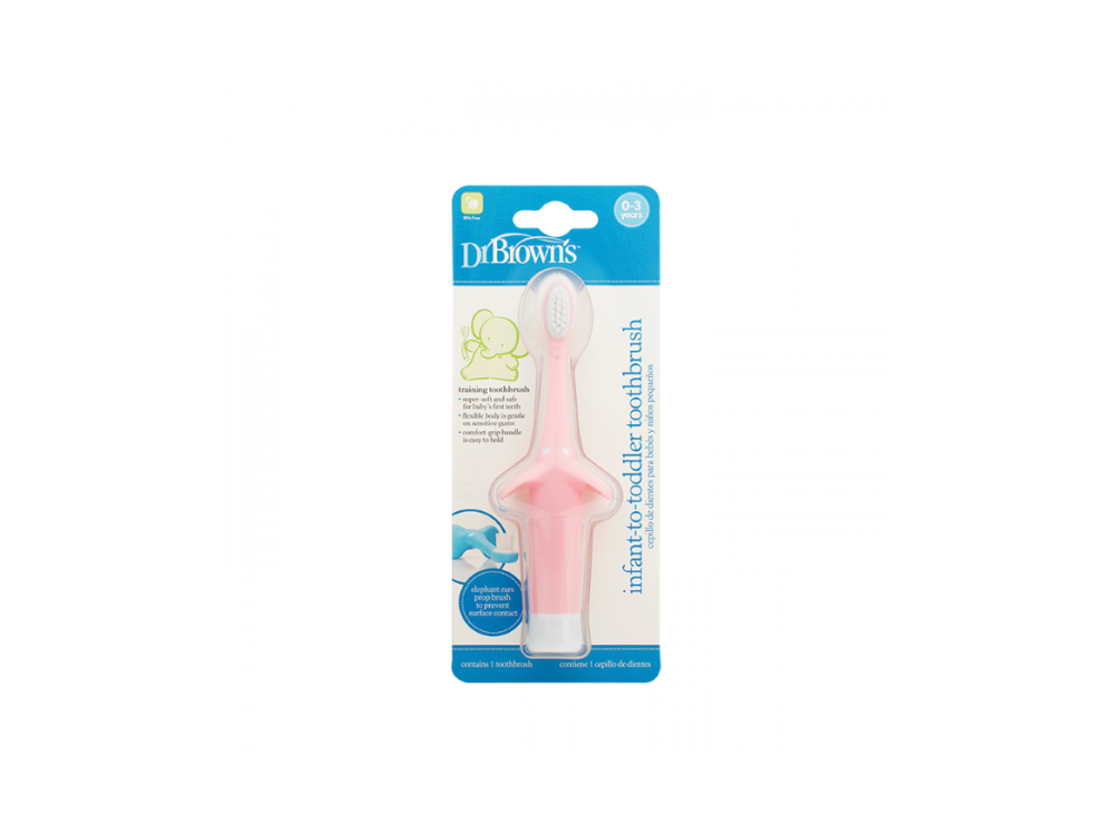 Dr. Brown's Infant to Toddler Toothbrush HG 013, Βρεφική Οδοντόβουρτσα 0-3 ετών, Ροζ Χρώμα, 1τμχ