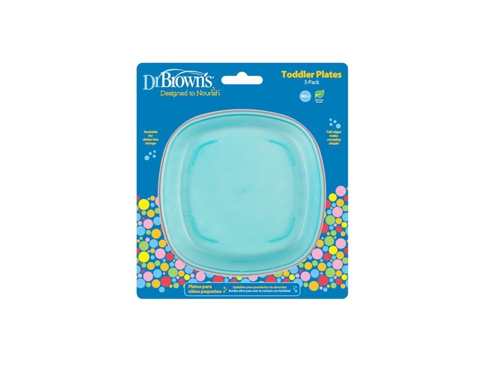 Dr. Brown's Ρηχά Πιάτα Φαγητού (TF 022) για Μωρά 4+ Μηνών, 3τμχ