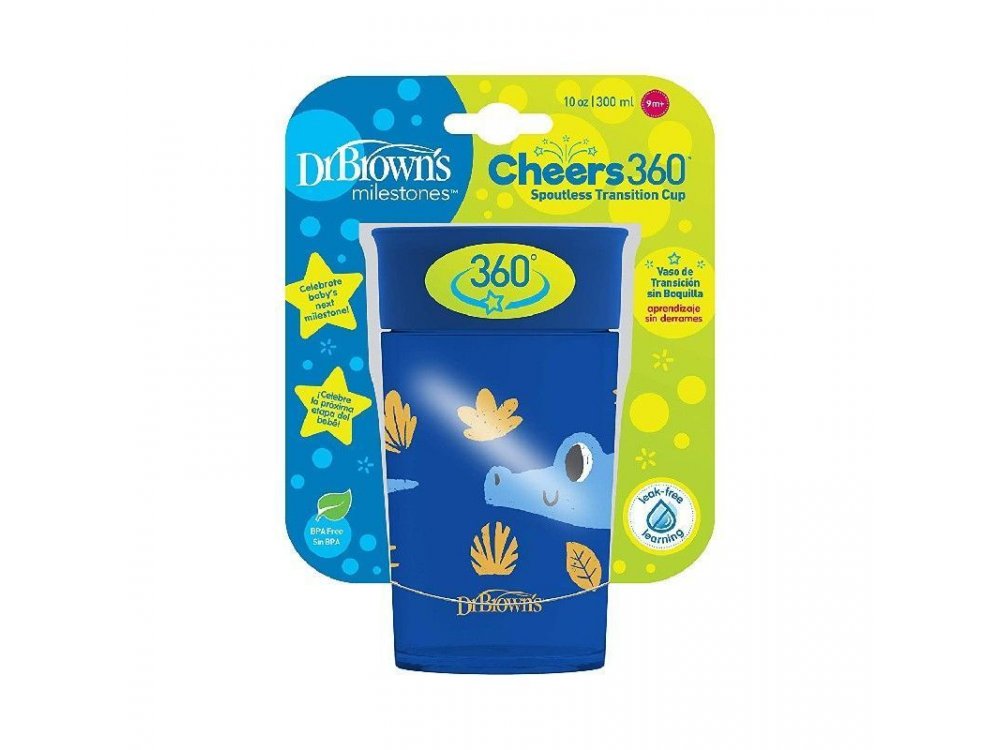 Dr. Brown's Παιδικό Πλαστικό Ποτηράκι "Cheers 360° " Μπλε 9m+ 300ml, 1τμχ