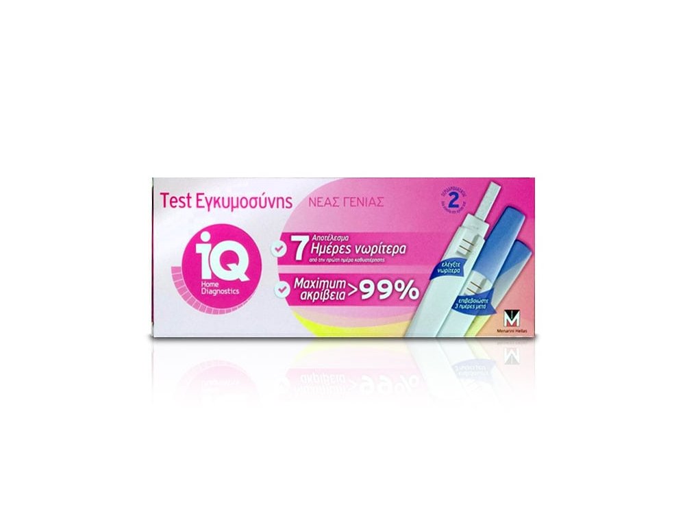 IQ Home Diagnostics Τεστ Εγκυμοσύνης Πρόωρης Ανίχνευσης Διπλό, 2τμχ