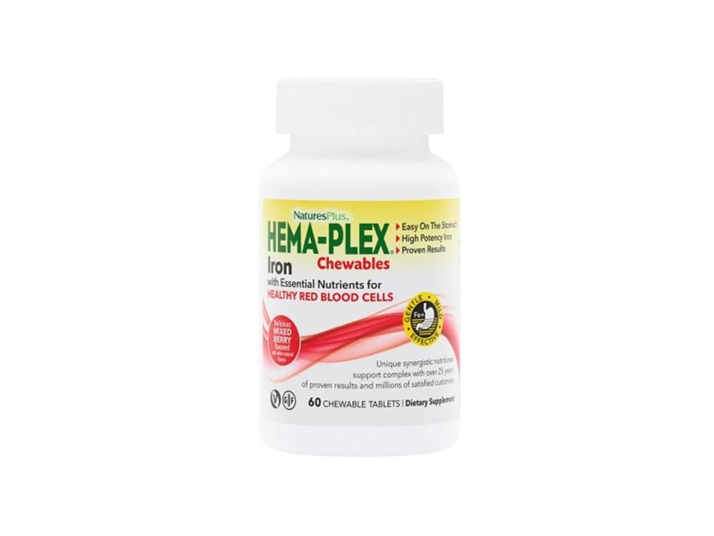 Natures Plus Hema Plex Iron, Σίδηρος, 60 μασώμενα δισκία