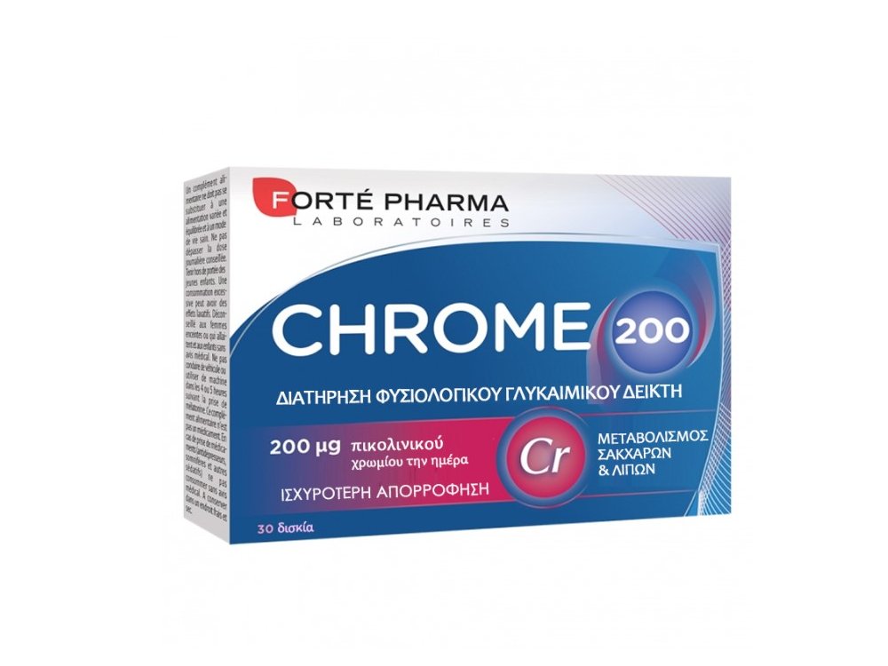 Forte Pharma Chrome 200 Συμπλήρωμα Διατροφής με Χρώμιο, 30τεμ