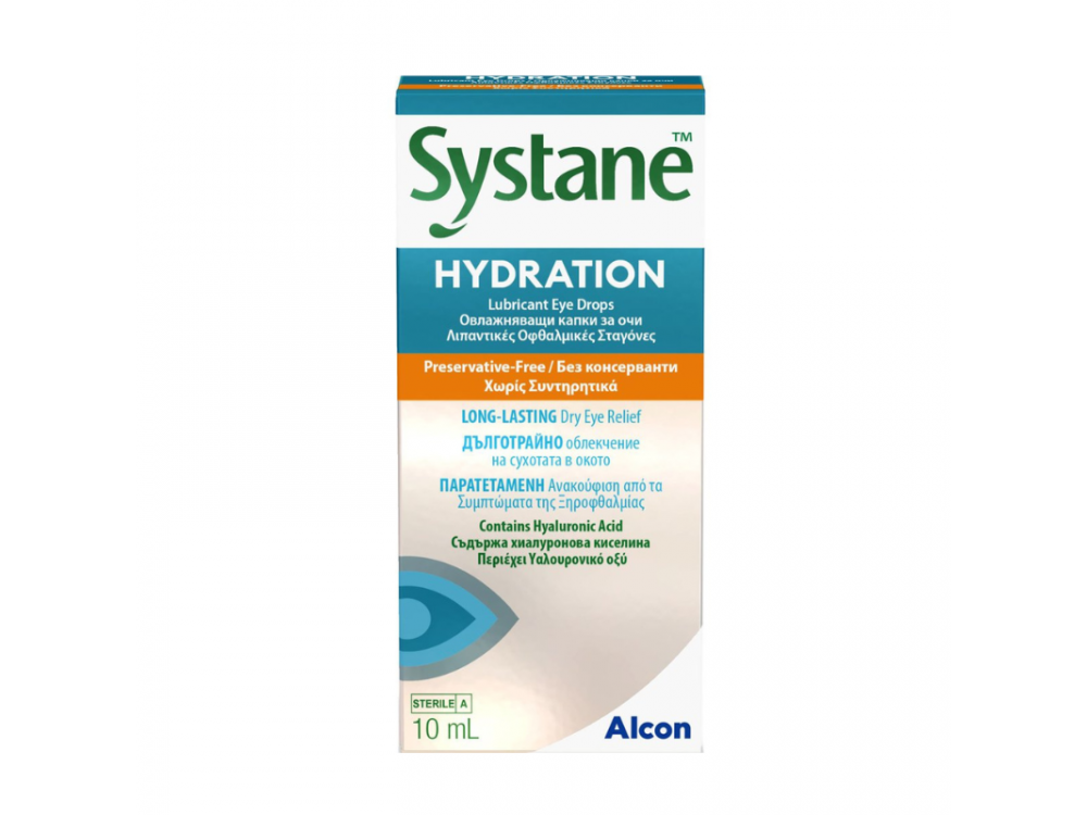 Alcon Systane Hydration Λιπαντικές Οφθαλμικές Σταγόνες με Υαλουρονικό Οξύ, 10ml