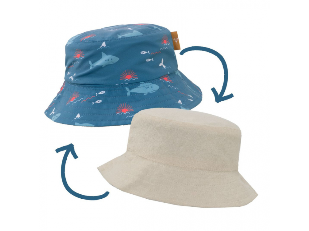 Fresk Bucket Hat, Καπέλο διπλής όψης με UVA-UVB προστασία, Shark, 98/104 (3-4 ετών)