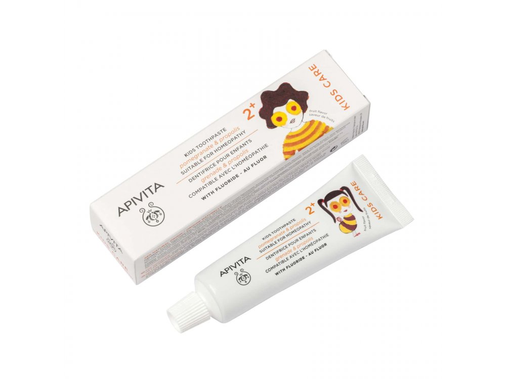 Apivita Natural Dental Care Kids 2+ Παιδική Οδοντόκρεμα με Ρόδι & Πρόπολη & Ευχάριστη Γεύση Φρούτων, 50ml