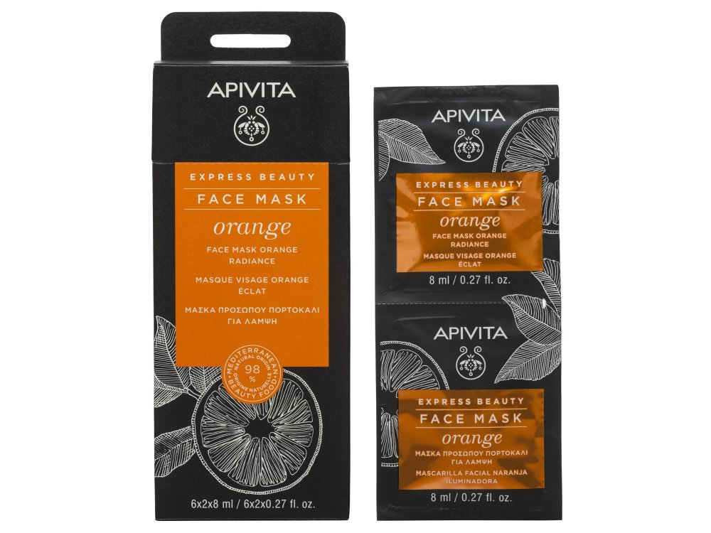 Apivita Express Beauty Μάσκα Προσώπου με Πορτοκάλι για Λάμψη 2x8ml