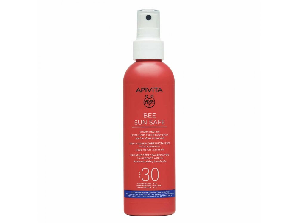 Apivita Bee Sun Safe Hydra Melting Ultra Light Face & Body Spray Ενυδατικό Αντιηλιακό Προσώπου Σώματος με Θαλάσσια Φύκη & Πρόπολη SPF30, 200ml