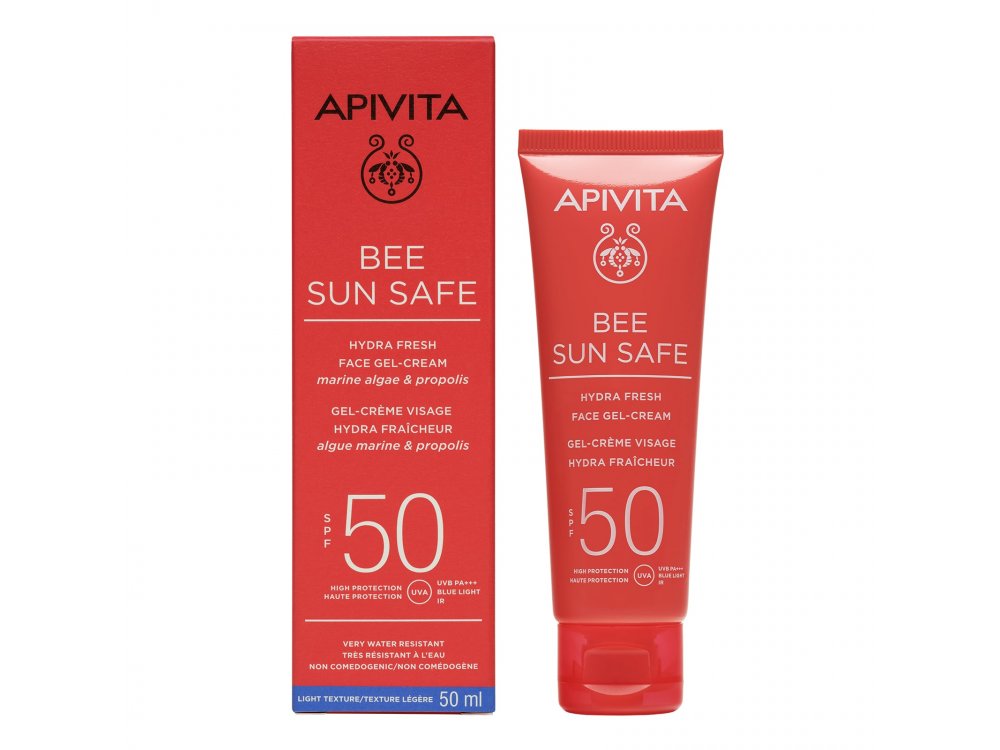 Apivita Bee Sun Safe Hydra Fresh Face SPF50 Ενυδατική Αντηλιακή Κρέμα Gel Προσώπου Ελαφριάς Υφής, 50ml