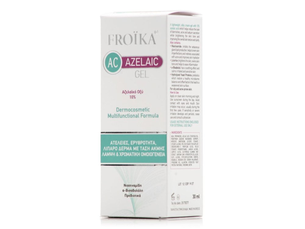 Froika AC Azelaic 10 % Gel Προσώπου Ημέρας για Δέρμα με Τάση Ακμής, 30ml