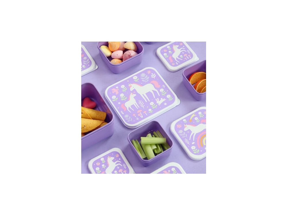 A little lovely company: Σετ 4 δοχεία φαγητού Lunch & Snack Box - Unicorn Dreams