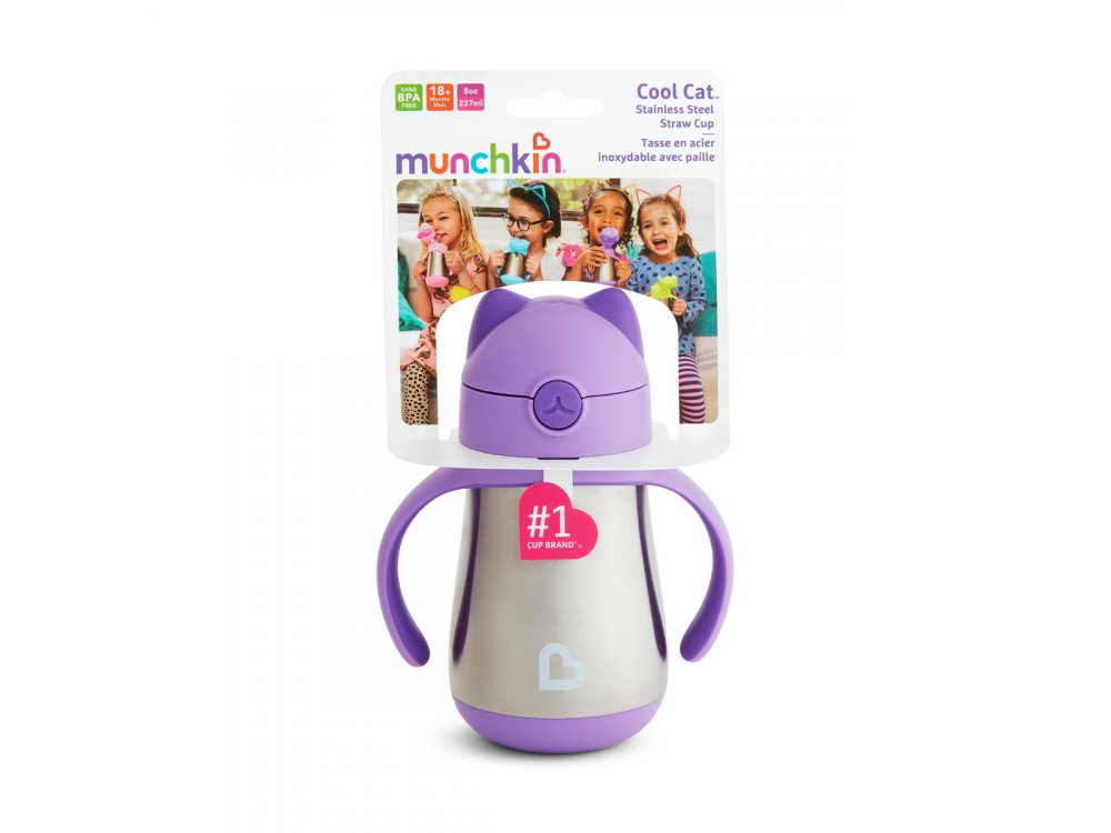 Munchkin Cool Cat Aνοξείδωτο Θερμός Μώβ 18m+, 237ml