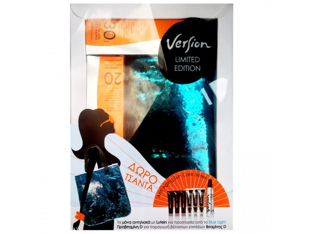 Version Promo Cream-Gel 30 SPF, 50ml + Invisible Mist SPF20, Αντηλιακή Φροντίδα 50ml +  ΔΩΡΟ ΤΣΑΝΤΑ