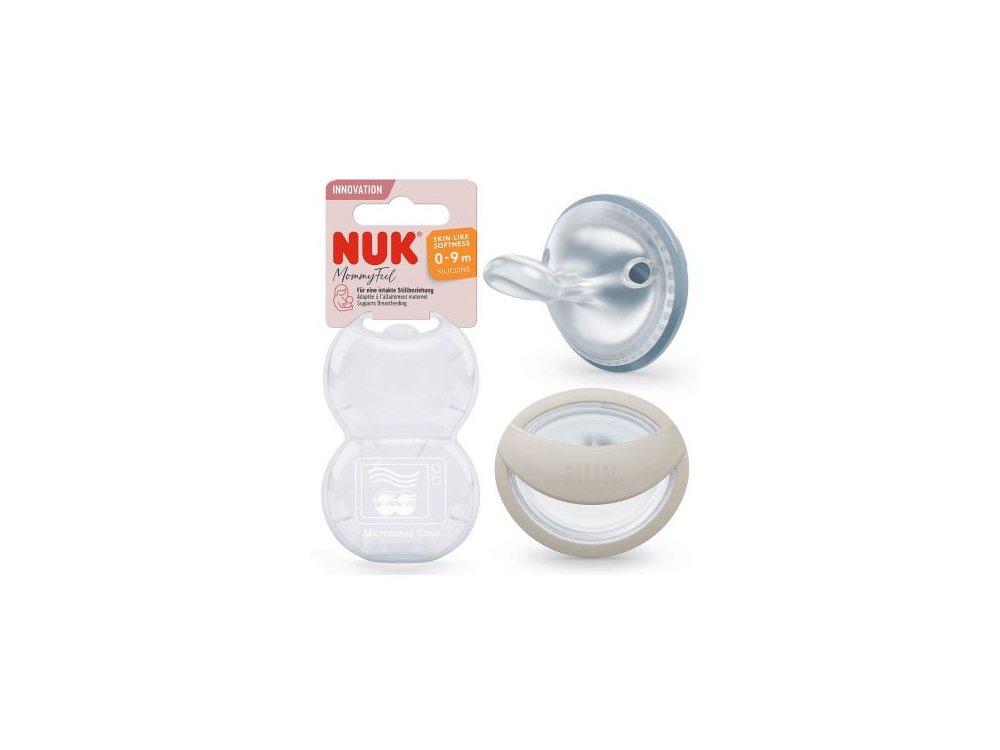 Nuk Πιπίλες σιλικόνης Mommy Feel (Μπλε & Γκρι), 0-9 μηνών, 2τμχ