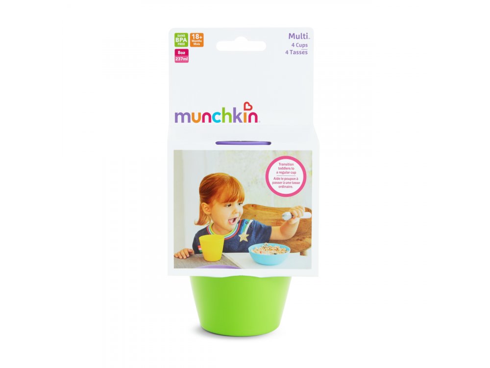 Munchkin 4 Multi Cups, Μοντέρνα Πολύχρωμα Ποτήρια 237ml, 4τμχ