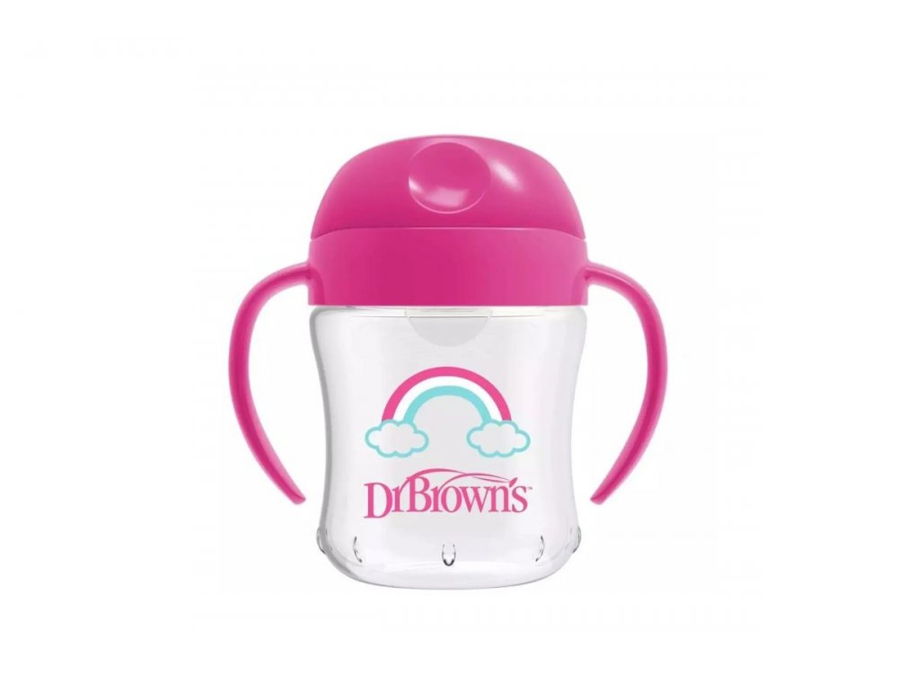 Dr. Brown's Soft Spout Transition Cup Εκπαιδευτικό Ποτηράκι Με Στόμιο Και Χερούλια Για 6m+, Pink, 180ml