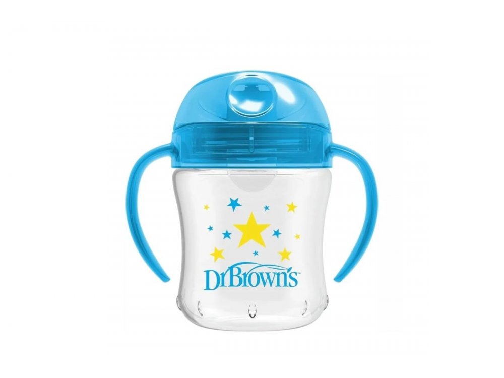 Dr. Brown's Soft Spout Transition Cup Εκπαιδευτικό Ποτηράκι Με Στόμιο Και Χερούλια Για 6m+, Blue, 180ml