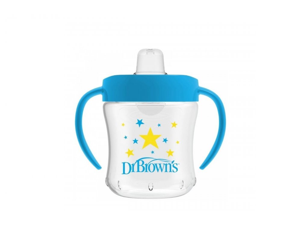 Dr. Brown's Soft Spout Transition Cup Εκπαιδευτικό Ποτηράκι Με Στόμιο Και Χερούλια Για 6m+, Blue, 180ml