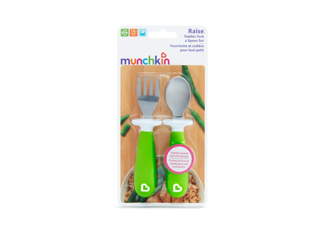 Munchkin Raise Toddler Fork & Spoon, Εκπαιδευτικά Κουτάλι και Πιρούνι, Σετ 1τμχ