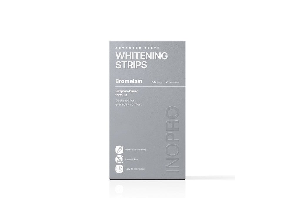 INOPRO Bromelain Advanced Teeth Whitening Strips Ταινίες Λεύκανσης Δοντιών Χωρίς Υπεροξείδιο 7 Εφαρμογές, 14strips
