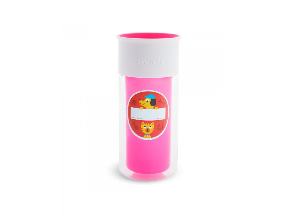 Munchkin Ισοθερμικό Pink Miracle Sippy Cup με Αυτοκόλλητα, Ρόζ 266ml