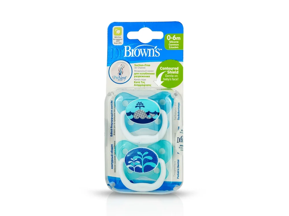 Dr. Brown's Prevent Ορθοπεδική Πιπίλα Πεταλούδα για Μωρά 0-6 μηνών, 2τμχ