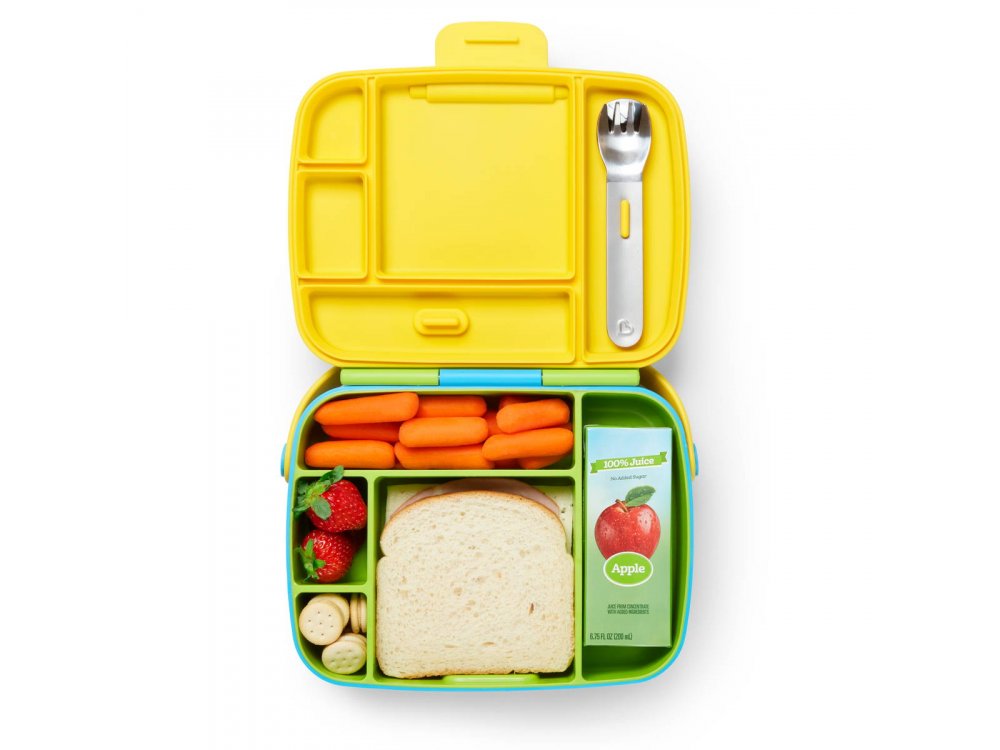 Munchkin Σετ Μεταφορας Φαγητου Με Κουταλοπηρουνα, Lunch Bento Box Green/Blue 1τμχ