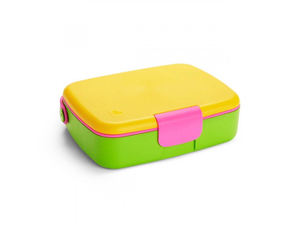 Munchkin Σετ Μεταφορας Φαγητου Με Κουταλοπηρουνα, Lunch Bento Box Yellow/Pink 1τμχ