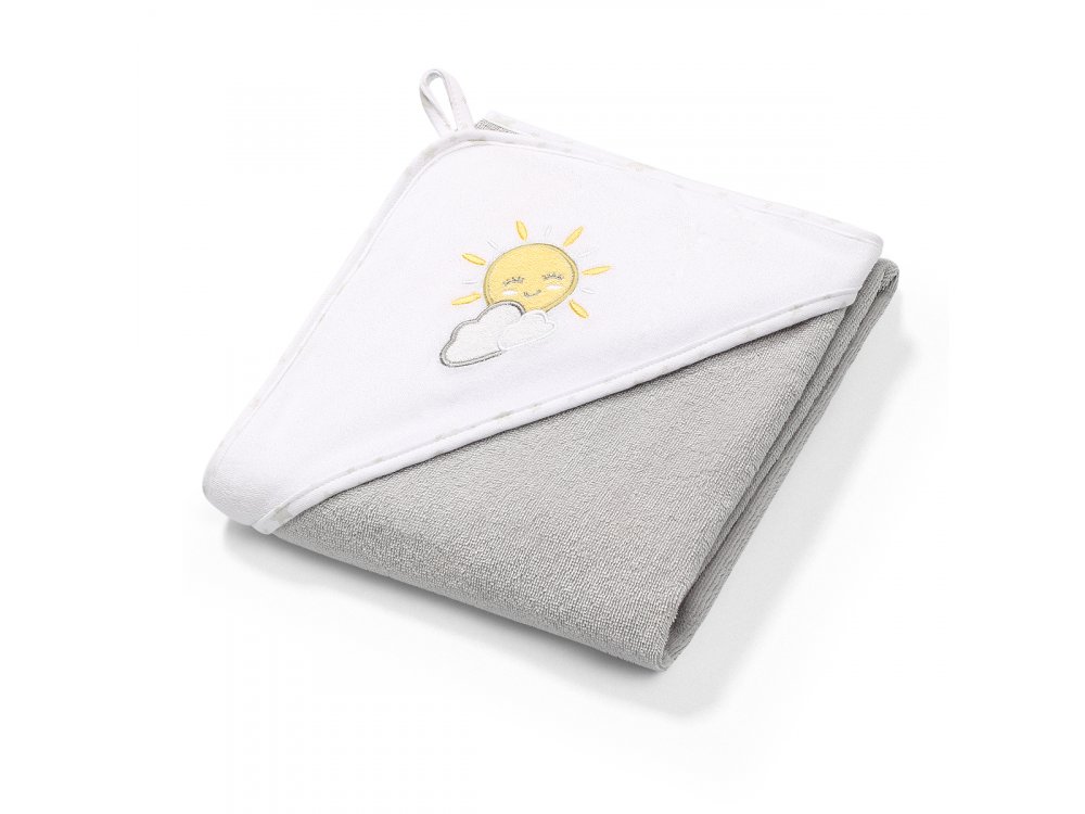 BabyOno Terry Hooded Towel, Πετσέτα με Κουκούλα, Γκρί