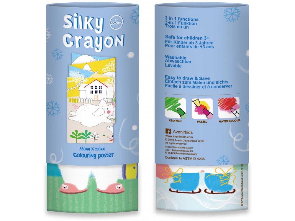 Avenir Silky Crayons Polar Bear, Κηρομπογιές , Σετ 12τμχ