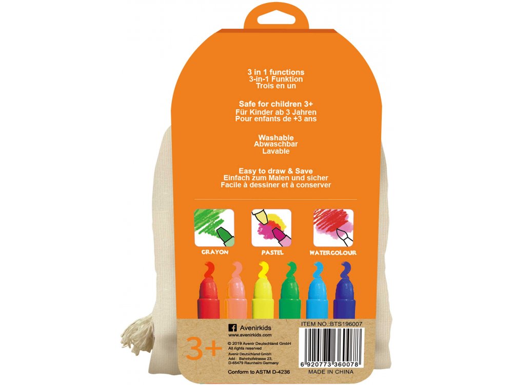Avenir Arts & Crafts Silky Crayons Fox 6 Διαφορετικά Χρώματα