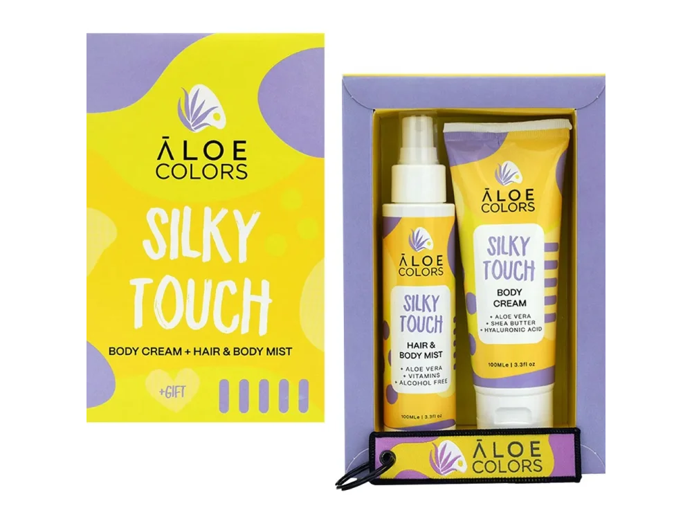 Aloe+Colors Silky Touch Gift Set Hair and Body Mist & Body Cream, Σπρέι Μαλλιών-Σώματος 100ml & Κρέμα Σώματος, 100ml & Δώρο Μπρελόκ