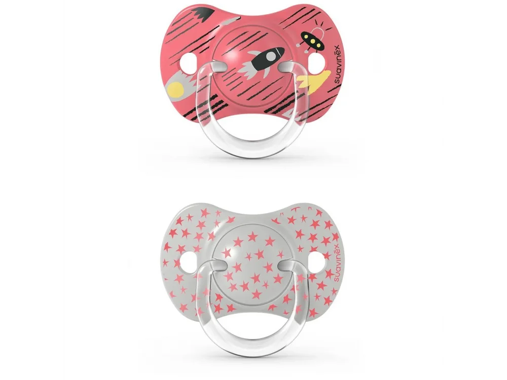 Suavinex Physio, Space Pink, Πιπίλα Σιλικόνης 6-18m, 2τμχ
