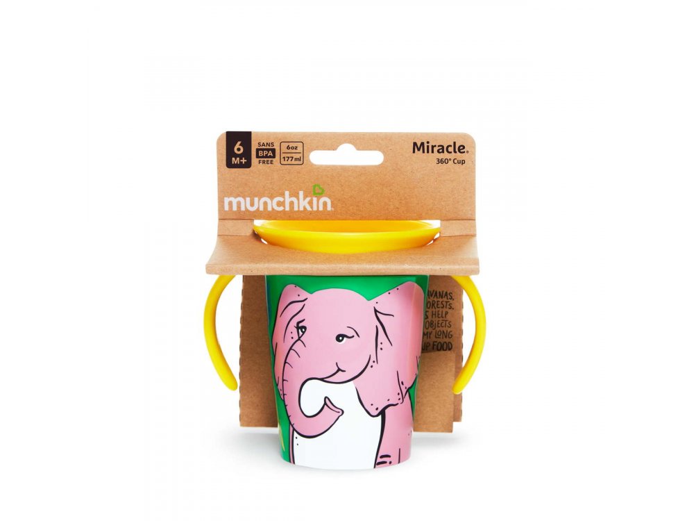 Munchkin Miracle 360° Sippy Cup 6m+ Elephant, Εκπαιδευτικό Κύπελλο-Ποτήρι, 177ml