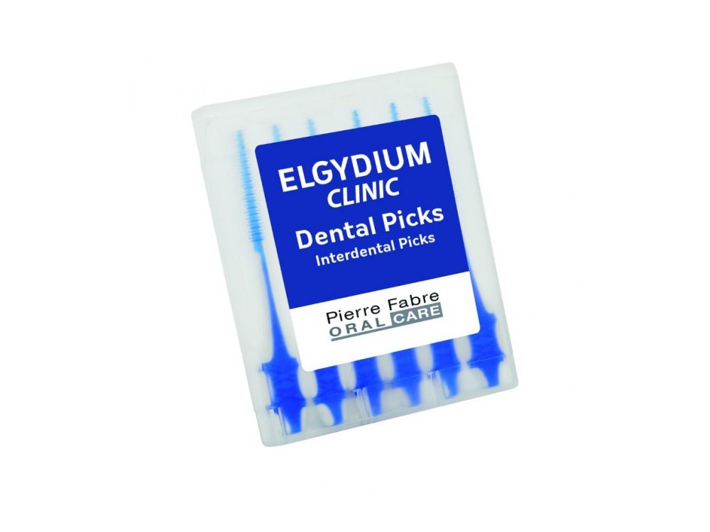 Elgydium Clinic Dental Picks Η συσκευασία περιλαμβάνει 36 Dental Picks και μία πλαστική πρακτική θήκη (x6)