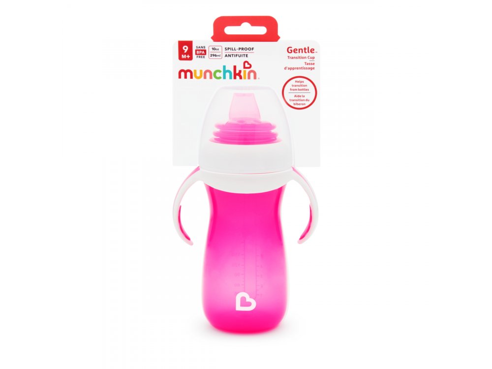 Munchkin Gentle Transition Cup, Κύπελλο Εκπαίδευσης Ροζ 9m+, 300ml