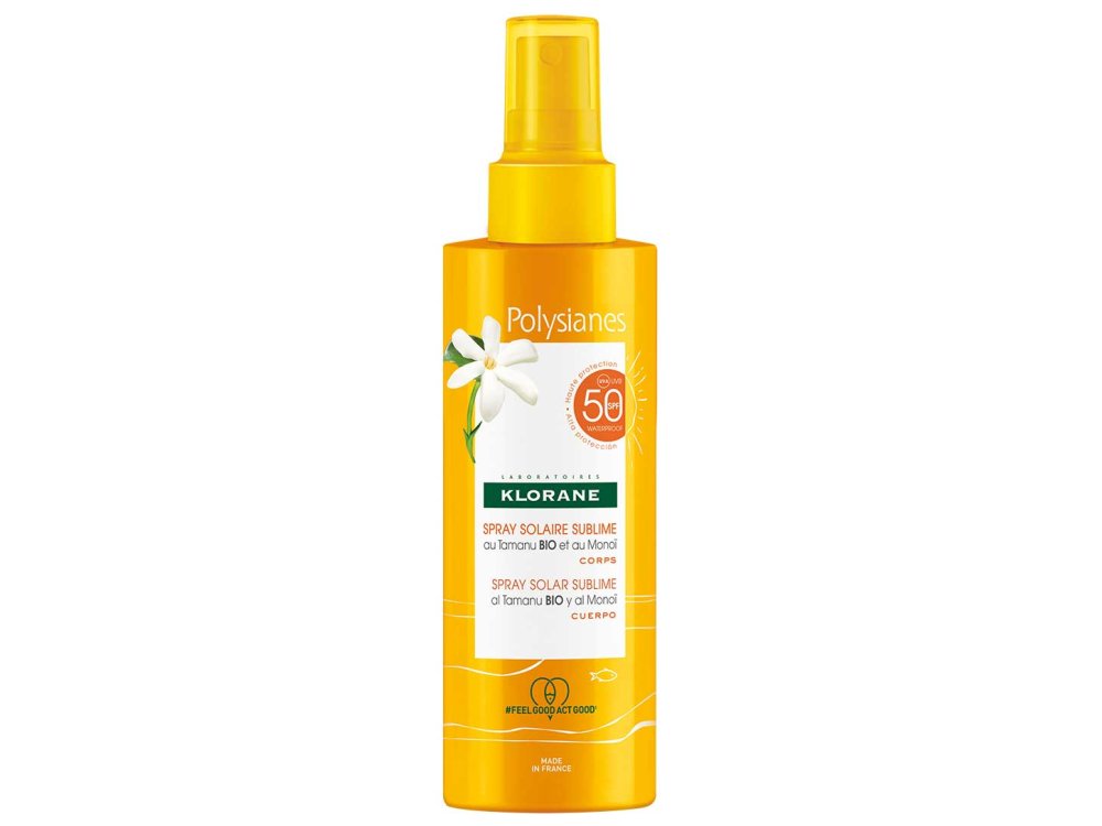 Klorane Polysianes Αντηλιακό Σπρέι Σώματος SPF50 με Tamanu ΒΙΟ & Monoi, 200ml
